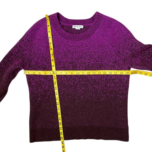 Athleta Jacquard Crew Sweater Ombre Purple Burgundy Wool Blend Medium - Picture 7 of 8